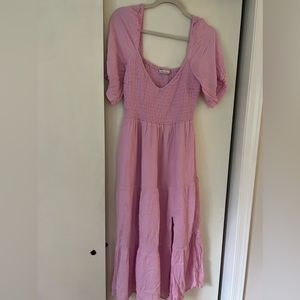 Pink Abercrombie & Fitch Smocked Midi Dress